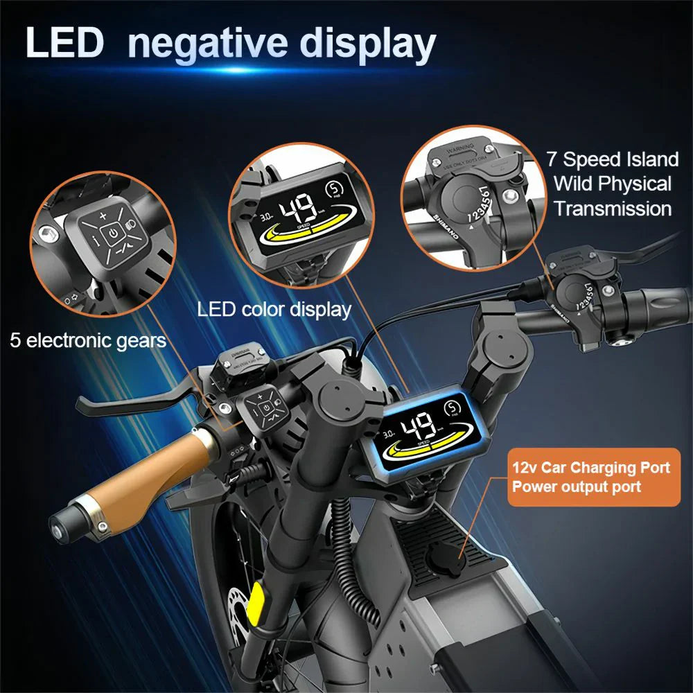 NEXXBIKE X5 Plus 20" Fat Tires Electric Dirt Bike 1000W Motor 48V 25Ah Samsung Battery With NFC Key