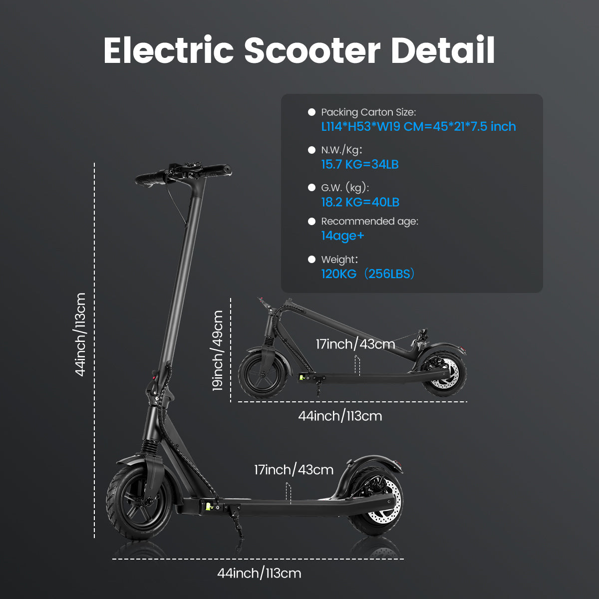 AILIFE CK85 folding electric scooter, 350W motor, 36V 10Ah battery