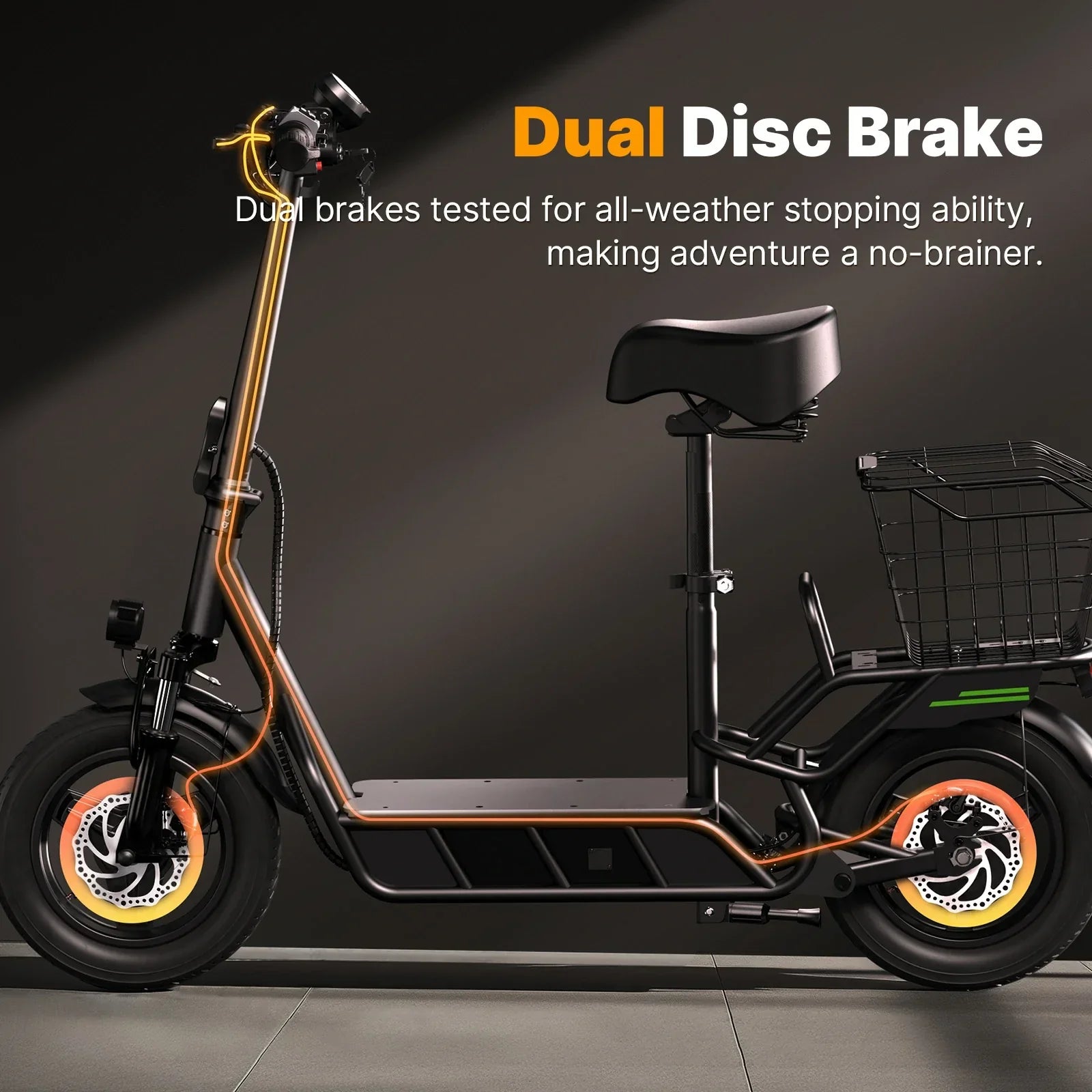 ISINWHEEL HyperX 14" Electric Scooter with Seat & Basket 700W Motor 48V 10Ah Battery