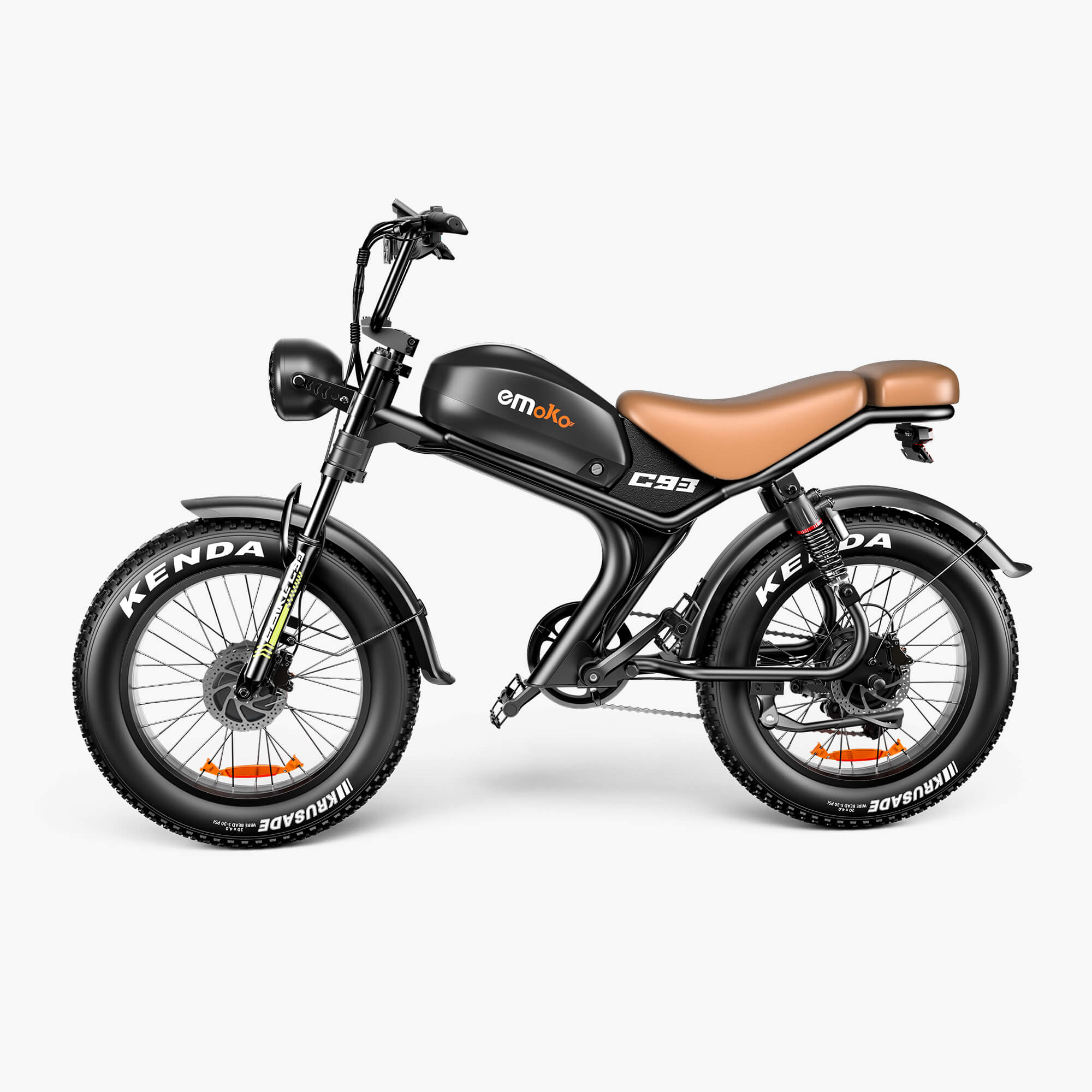 Emoko C93 48V 23AH Dual Motor 2000w Fast Moped-style Off Road full suspension Ebike 20 inch Fat Tire Dual Seat for adults