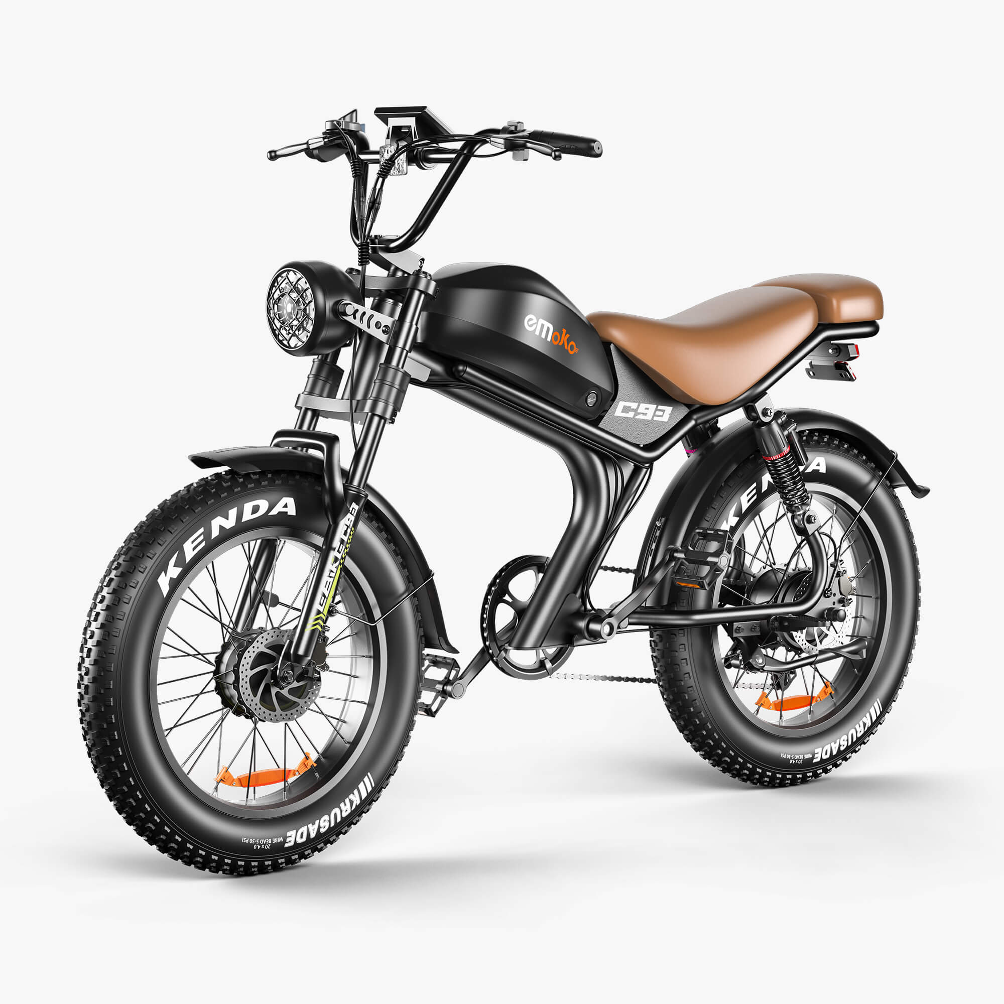 Emoko C93 48V 23AH Dual Motor 2000w Fast Moped-style Off Road full suspension Ebike 20 inch Fat Tire Dual Seat for adults