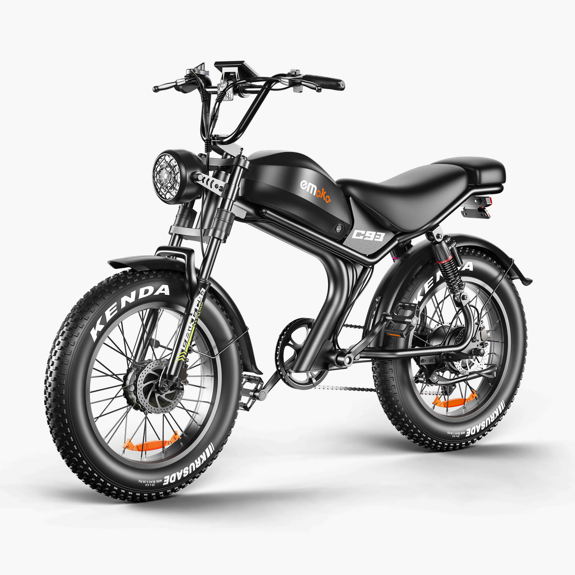 Emoko C93 48V 23AH Dual Motor 2000w Fast Moped-style Off Road full suspension Ebike 20 inch Fat Tire Dual Seat for adults