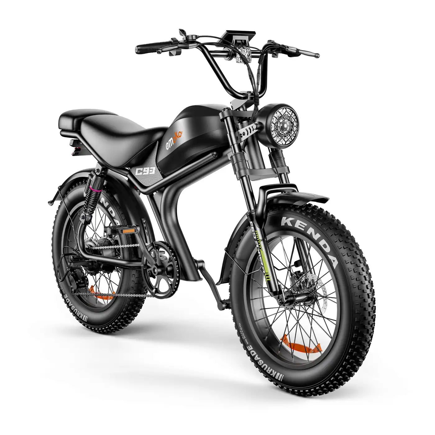Emoko C93 48V 20AH Fast Moped-style Off Road full suspension Ebike 20 inch Fat Tire Dual Seat for adults