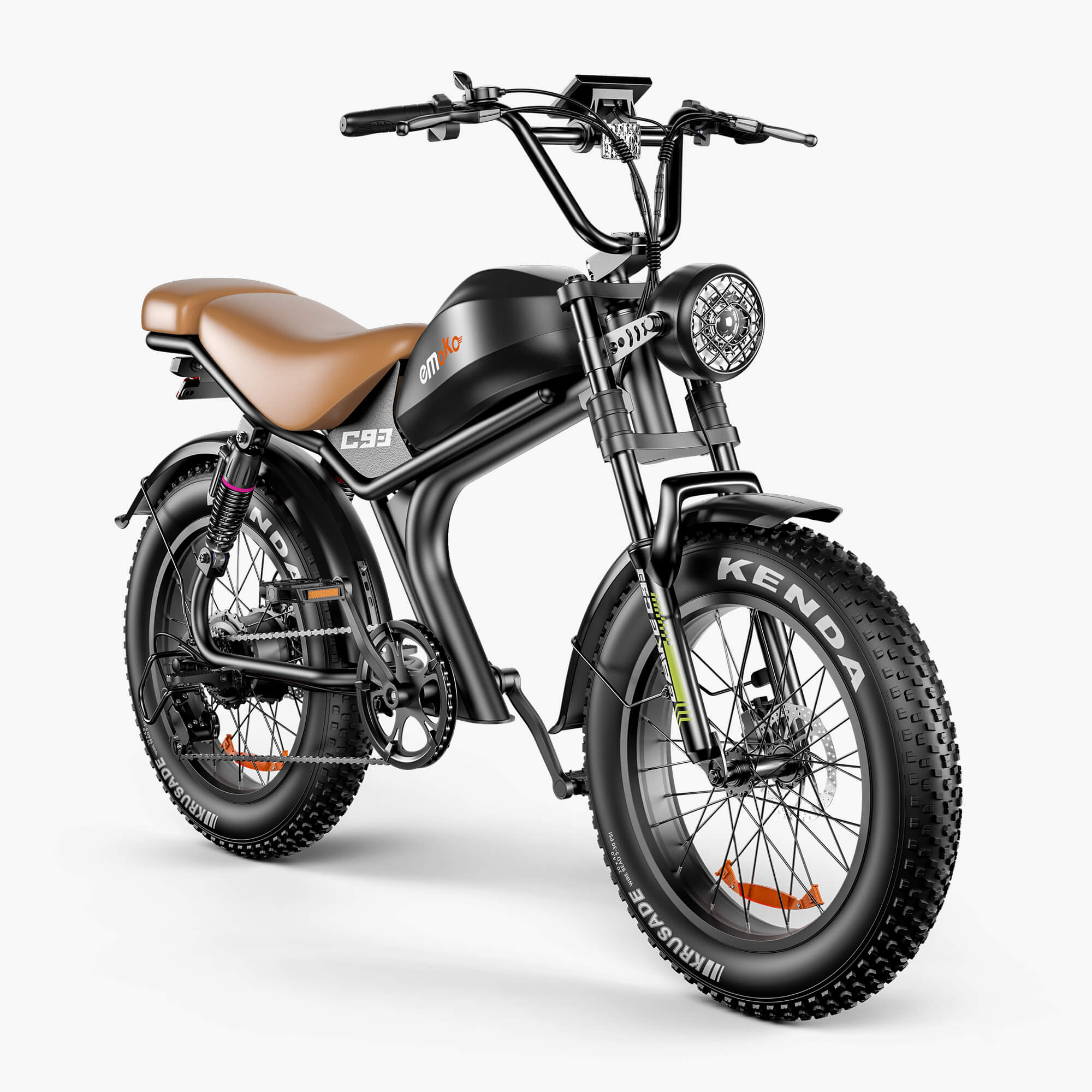 Emoko C93 48V 23AH Dual Motor 2000w Fast Moped-style Off Road full suspension Ebike 20 inch Fat Tire Dual Seat for adults