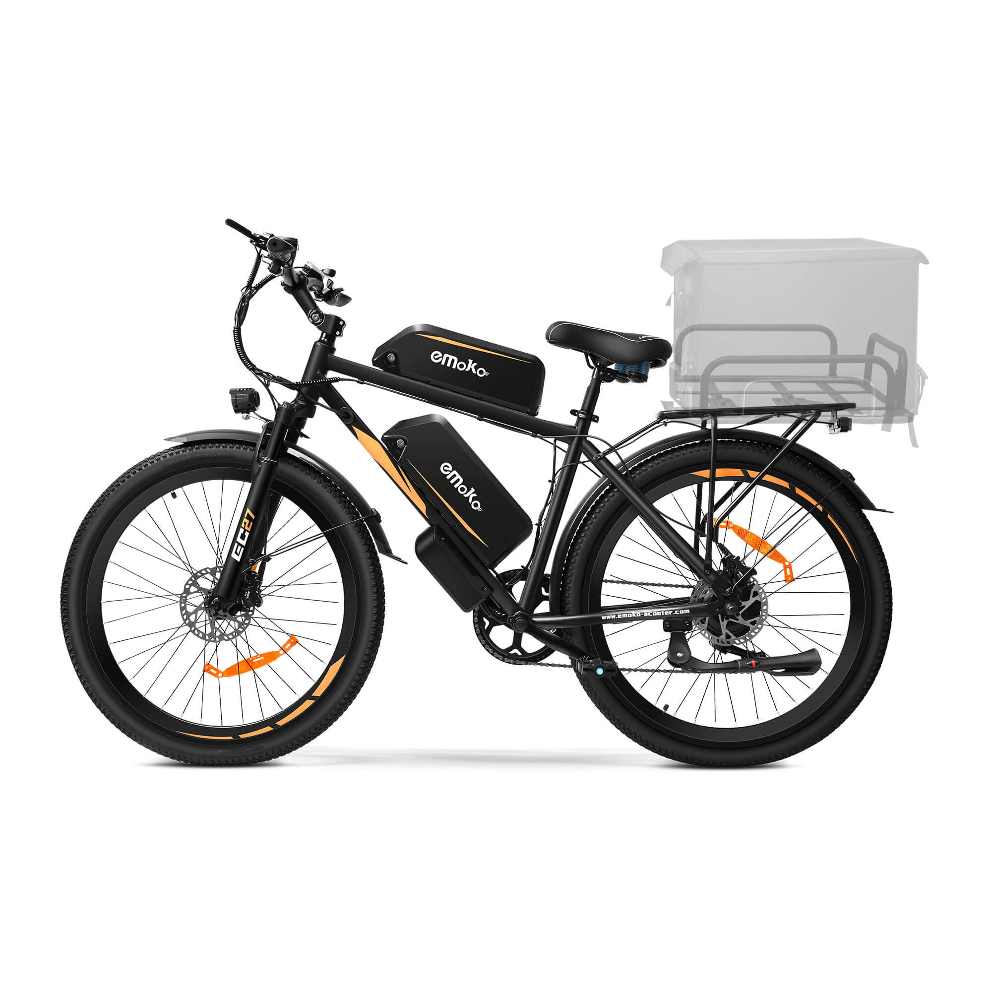 EMOKO EC27 Dual Battery Long Range bicycle 27.5*2.1" Tyre with Rear Rack for Food Delivery