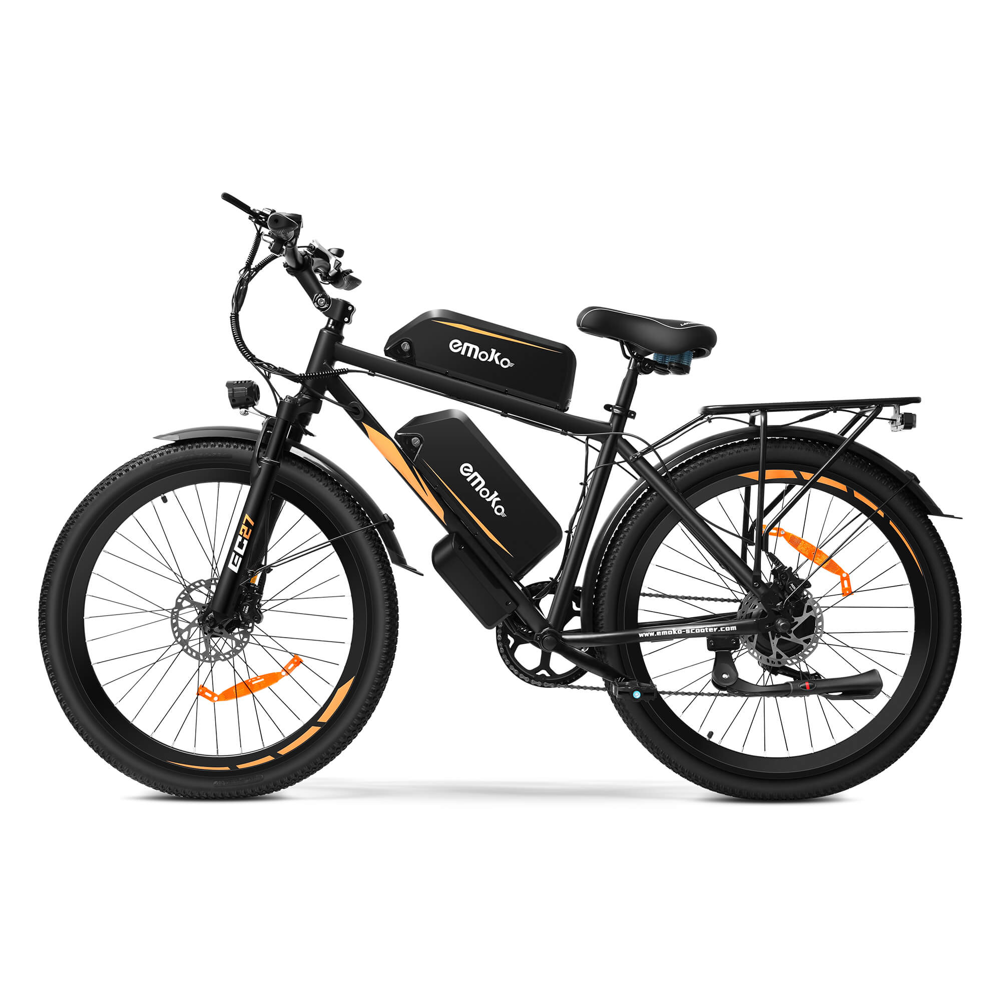 EMOKO EC27 Dual Battery Long Range bicycle 27.5*2.1" Tyre with Rear Rack for Food Delivery