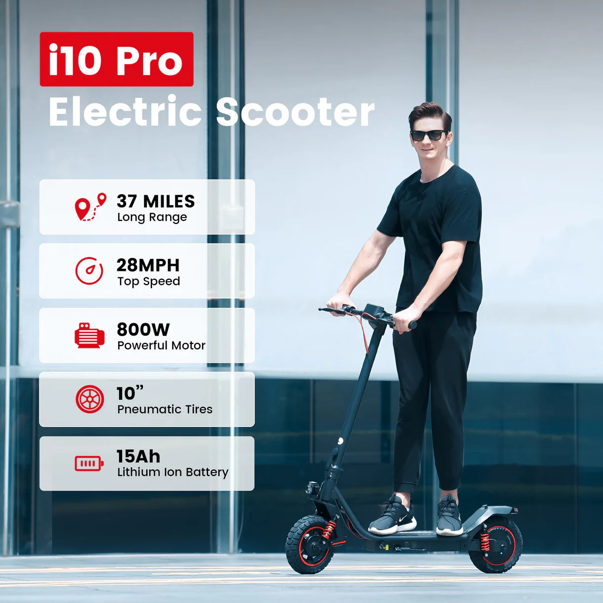 iScooter i10 Pro 800W Commuter Electric Scooter for Adult 48V 15AH
