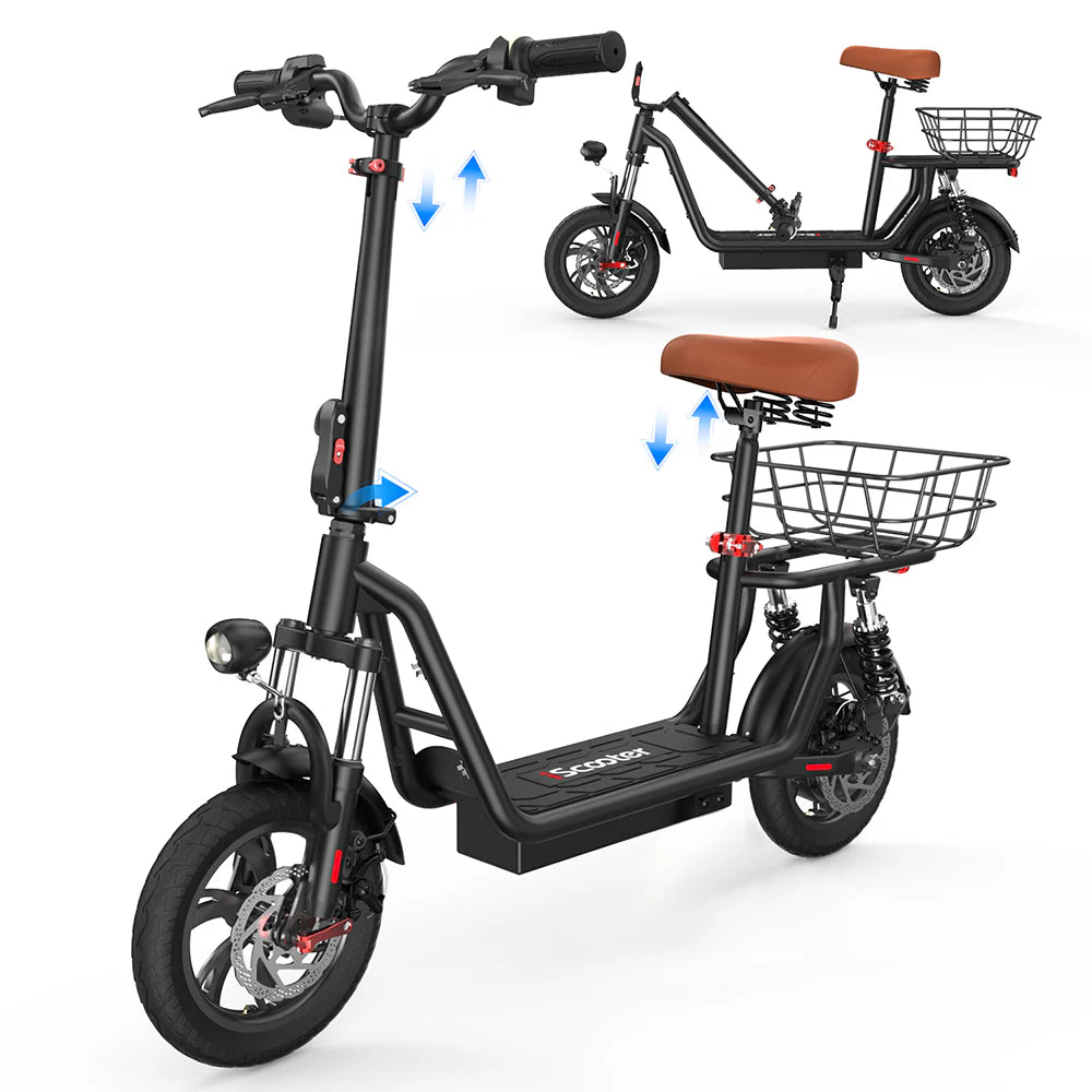 iScooter i12 500W Electric Scooter with Seat & Basket 25KMH