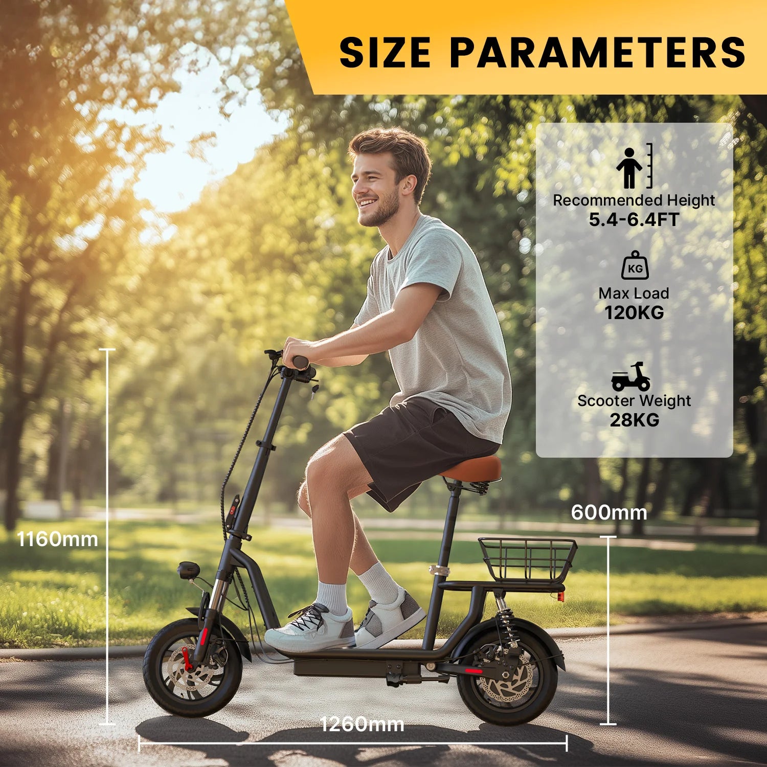 iScooter i12 500W Electric Scooter with Seat & Basket 25KMH