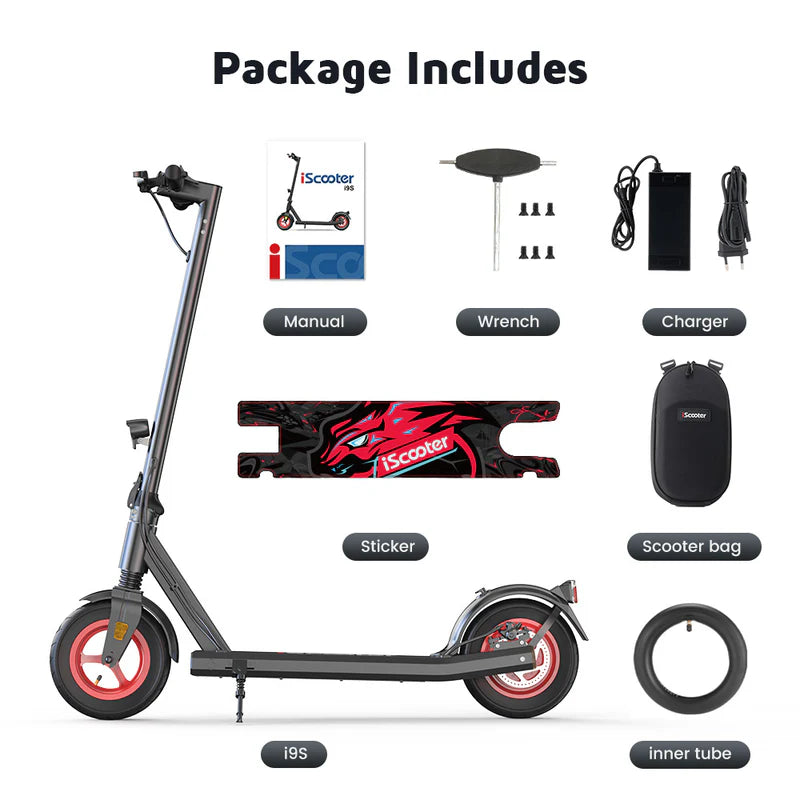 ISCOOTER I9S 10" Pneumatic tire Folding Commuter Electric Scooter 500W Motor 42V 10.4Ah Battery