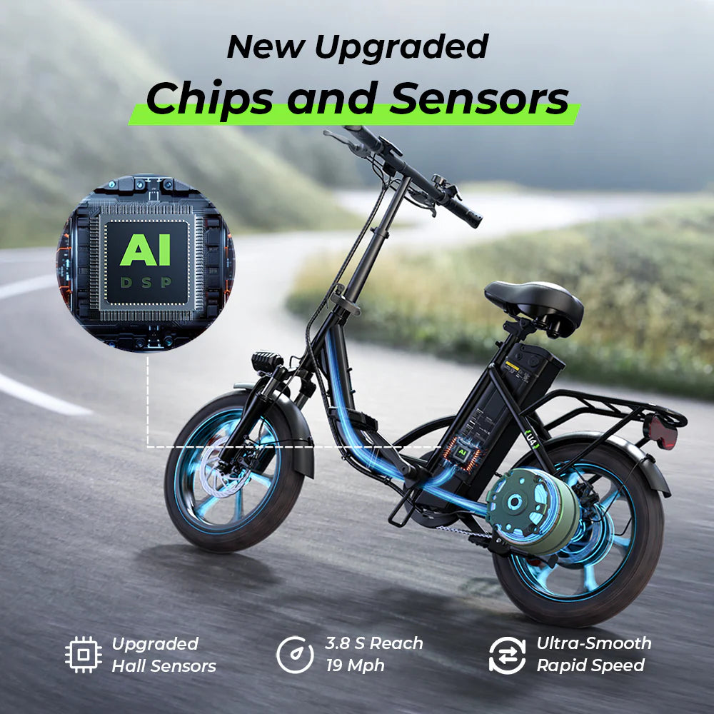 ISCOOTER U4 Low Step Through Foldable Electric Bike 500w 16*2.15" Pneumatic Tire 36V 10.4AH Battery