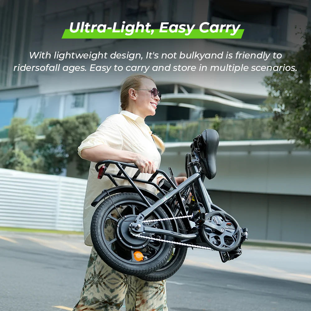 ISCOOTER U4 Low Step Through Foldable Electric Bike 500w 16*2.15" Pneumatic Tire 36V 10.4AH Battery