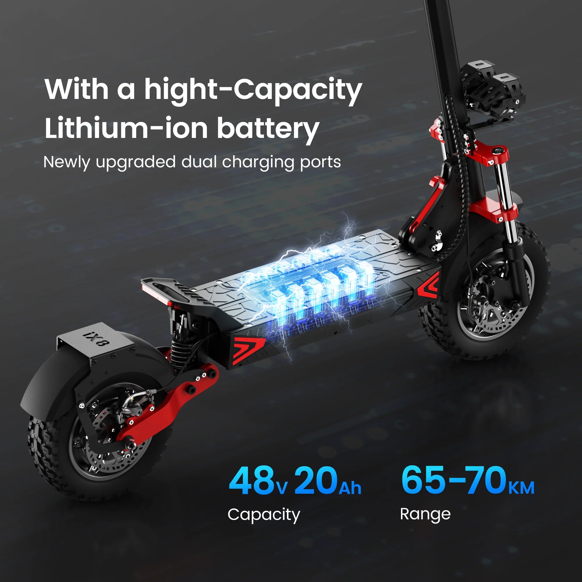 iScooter iX8 2400W Off Road Electric Scooter 12-Inch Pneumatic Tire 48V 20AH
