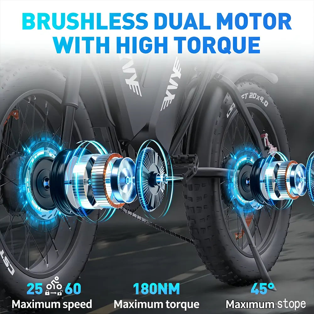 YVY C20 Max 2000W Dual Motor Fat Tire Electric Bike | 20" All-Terrain E-Bike