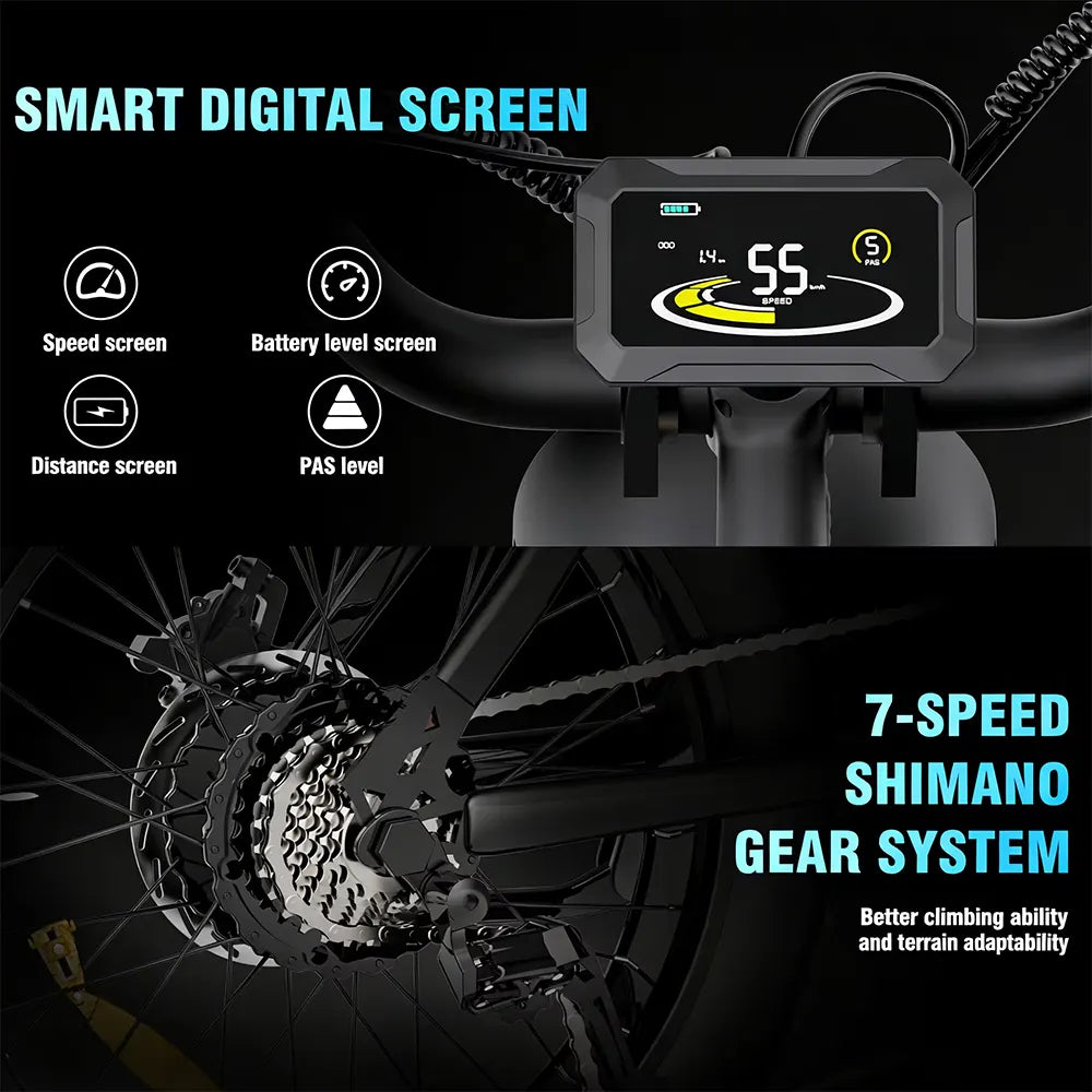 YVY C20 1500W 48V 20Ah Battery Fat Tire Electric Bike | 20" All-Terrain E-Bike