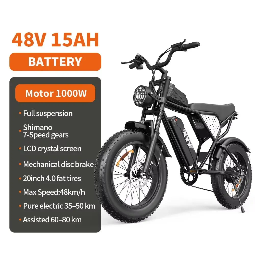YVY C20 1500W 48V 20Ah Battery Fat Tire Electric Bike | 20" All-Terrain E-Bike