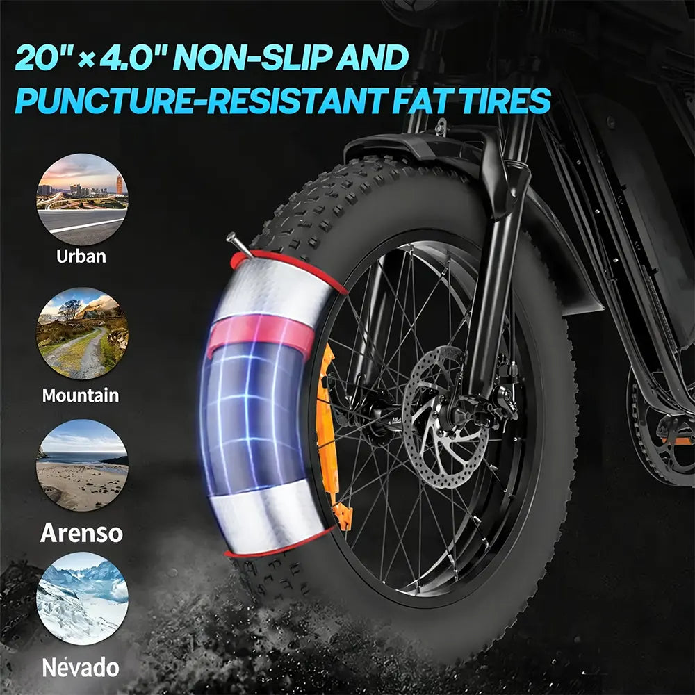 YVY C20 1500W 48V 20Ah Battery Fat Tire Electric Bike | 20" All-Terrain E-Bike