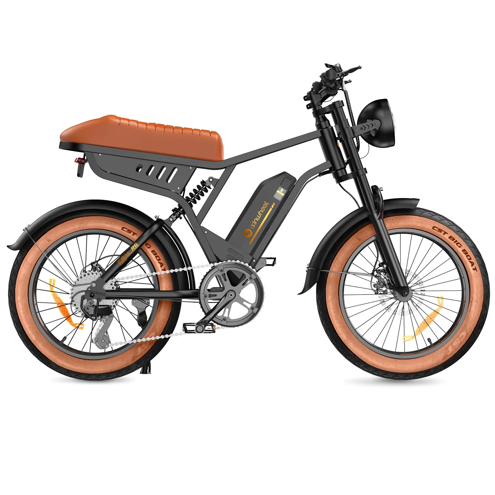 isinwheel R6 Retro Electric Bike 1000W 20*4" Fat Tires 48V 13Ah Battery