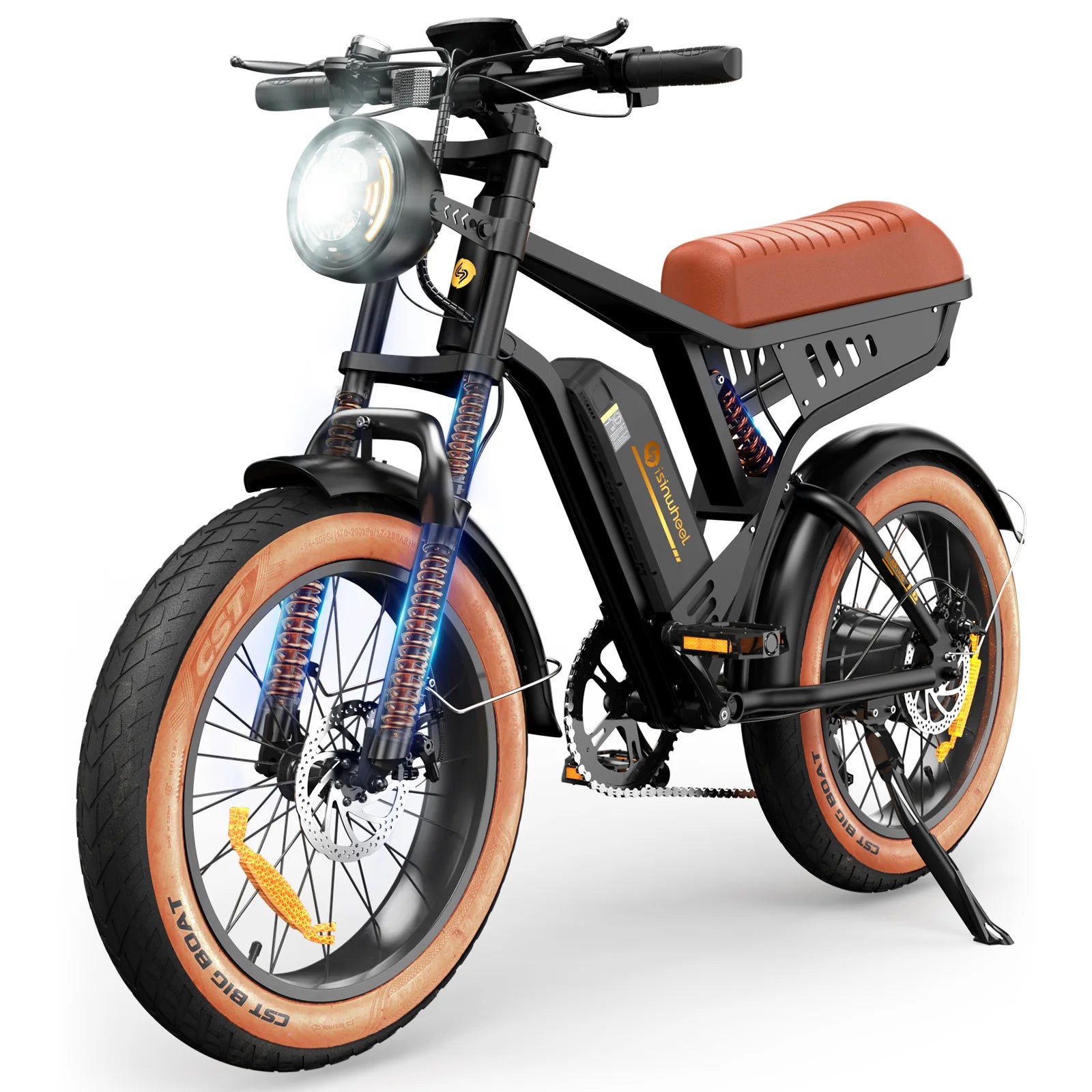 isinwheel R6 Retro Electric Bike 1000W 20*4" Fat Tires 48V 13Ah Battery