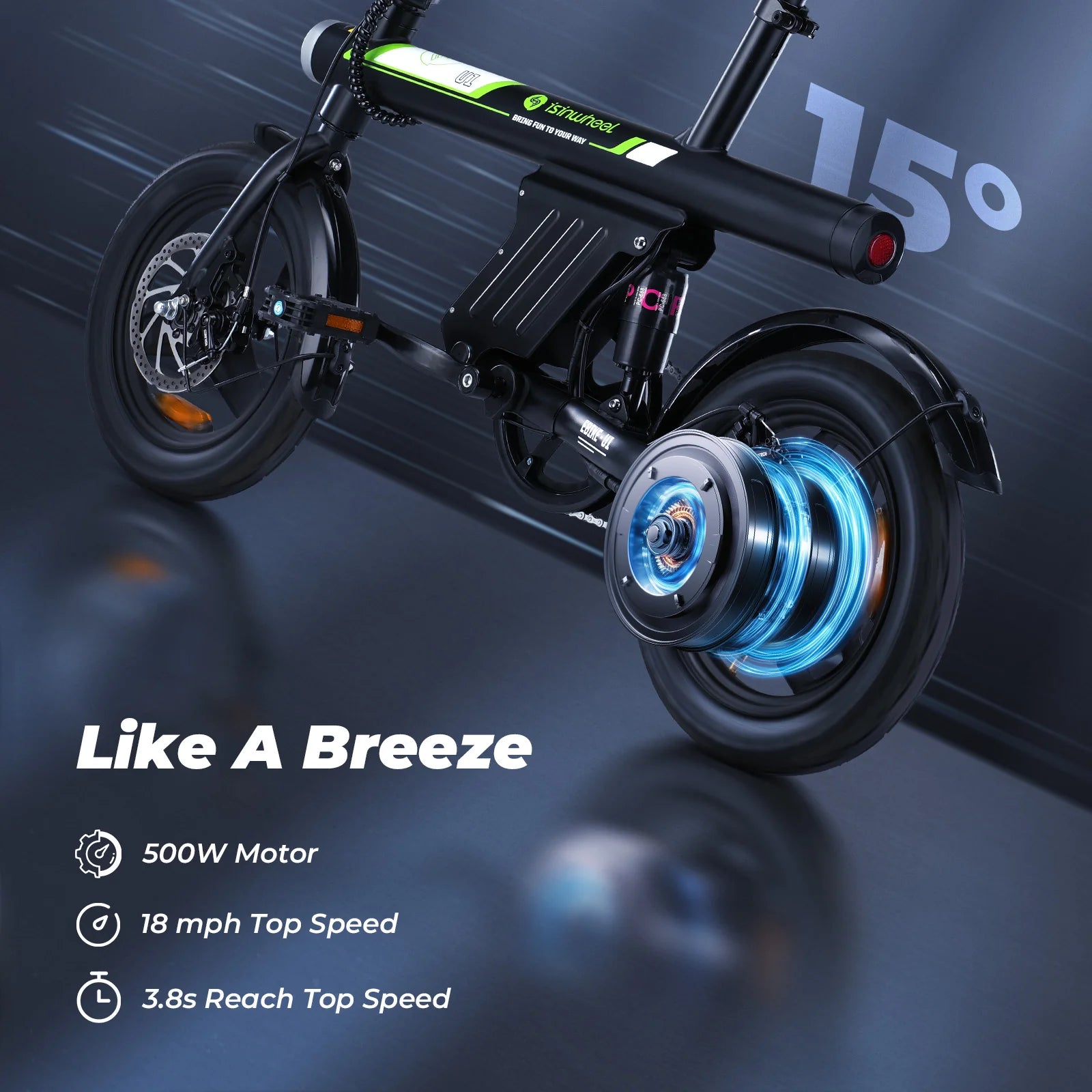 isinwheel U1 Folding Electric Bike for Adults and Teens 500w