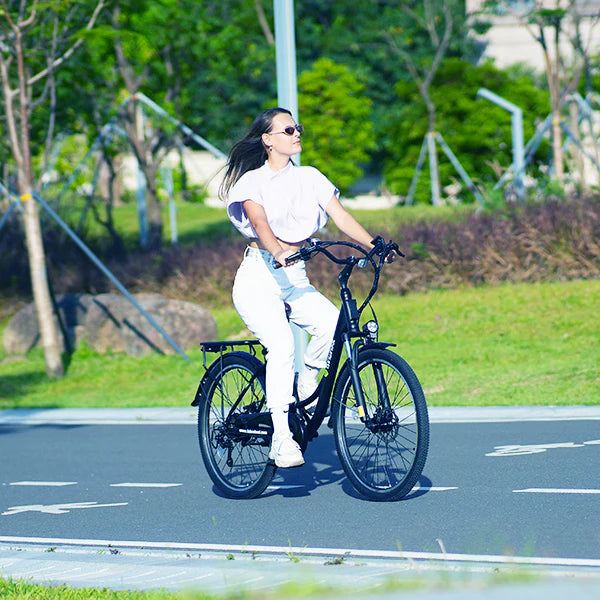 isinwheel U2 Electric Cruiser Bike 500W 26*1.9" MTB Tires 45 Miles Max Range