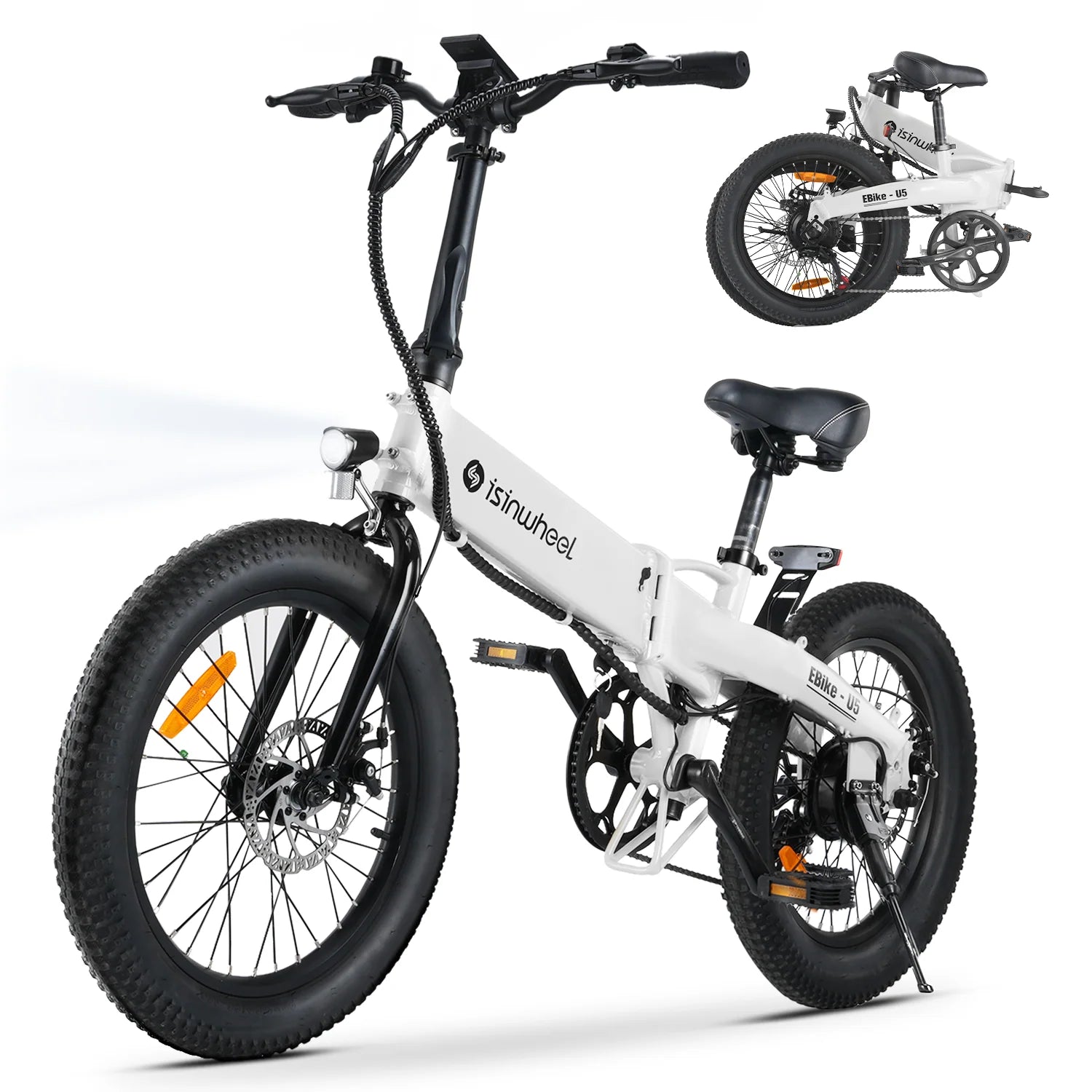 isinwheel U5 Folding Electric Bike for Adults and Teens 500w 20*2.6" Fat Tires 48V 7.8AH