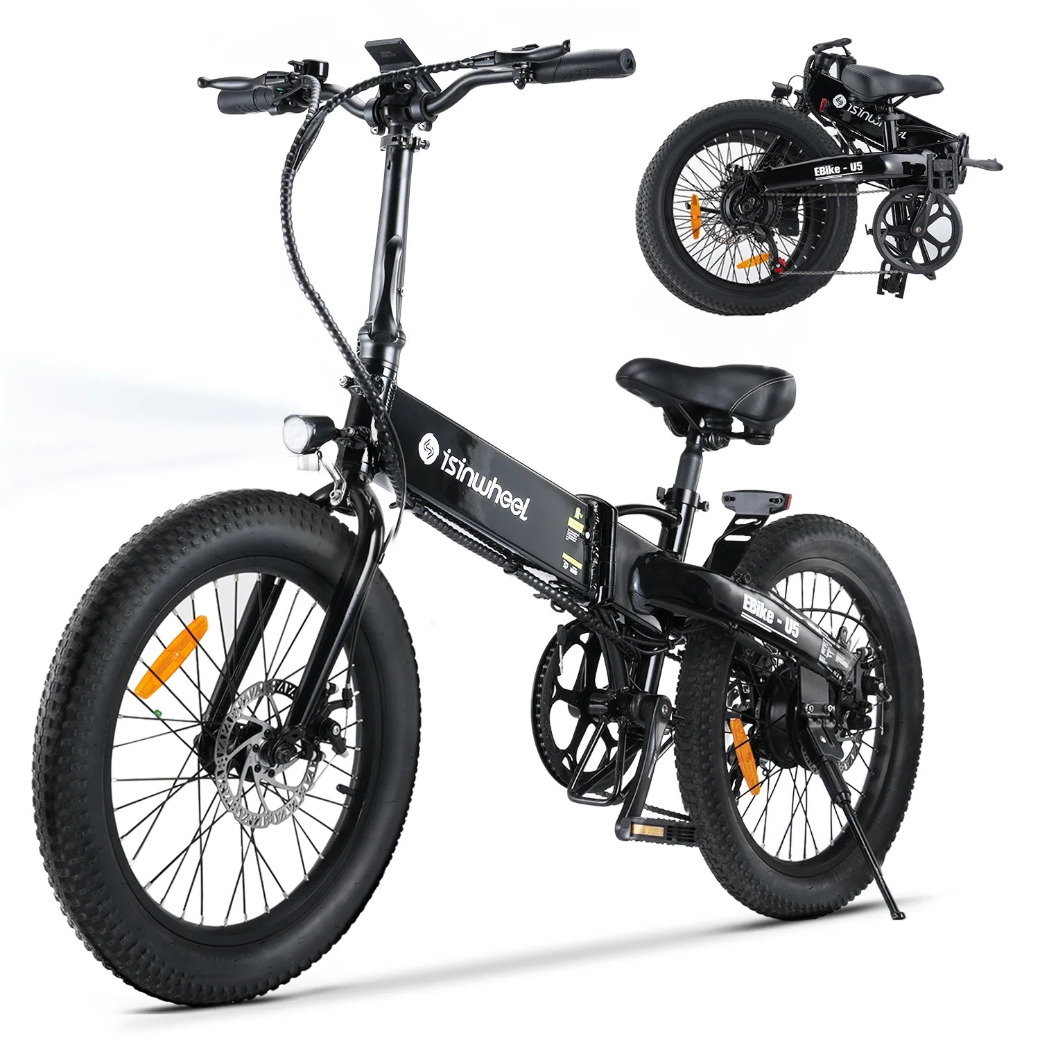isinwheel U5 Folding Electric Bike for Adults and Teens 500w 20*2.6" Fat Tires 48V 7.8AH