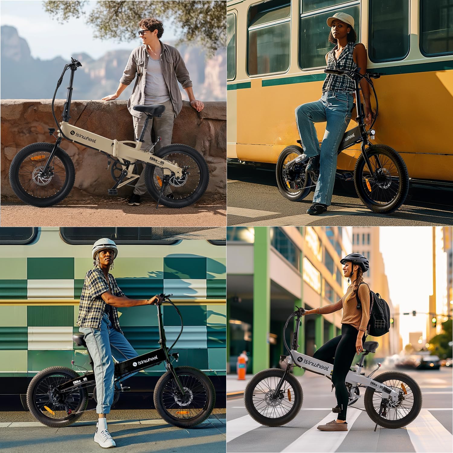 isinwheel U5 Folding Electric Bike for Adults and Teens 500w 20*2.6" Fat Tires 48V 7.8AH