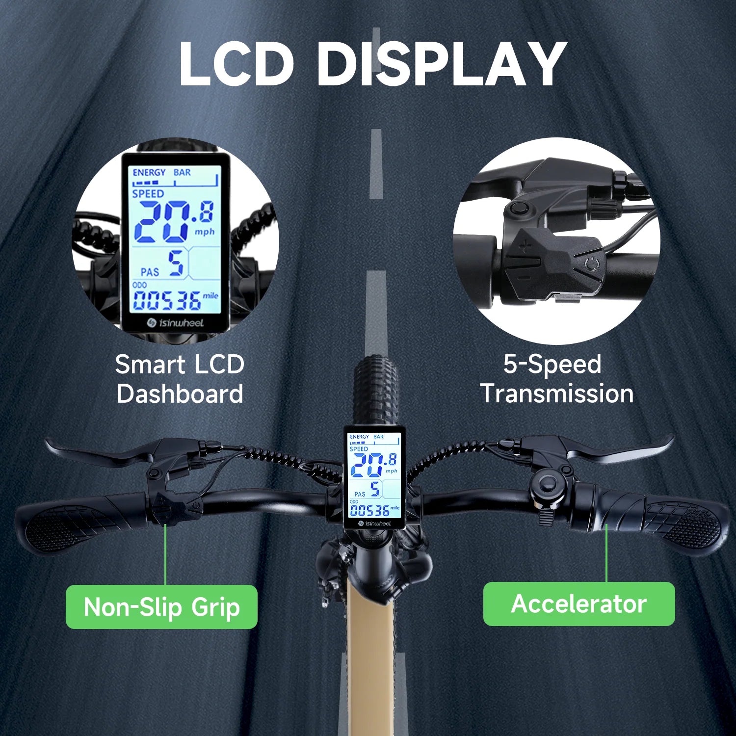 isinwheel U5 Folding Electric Bike for Adults and Teens 500w 20*2.6" Fat Tires 48V 7.8AH