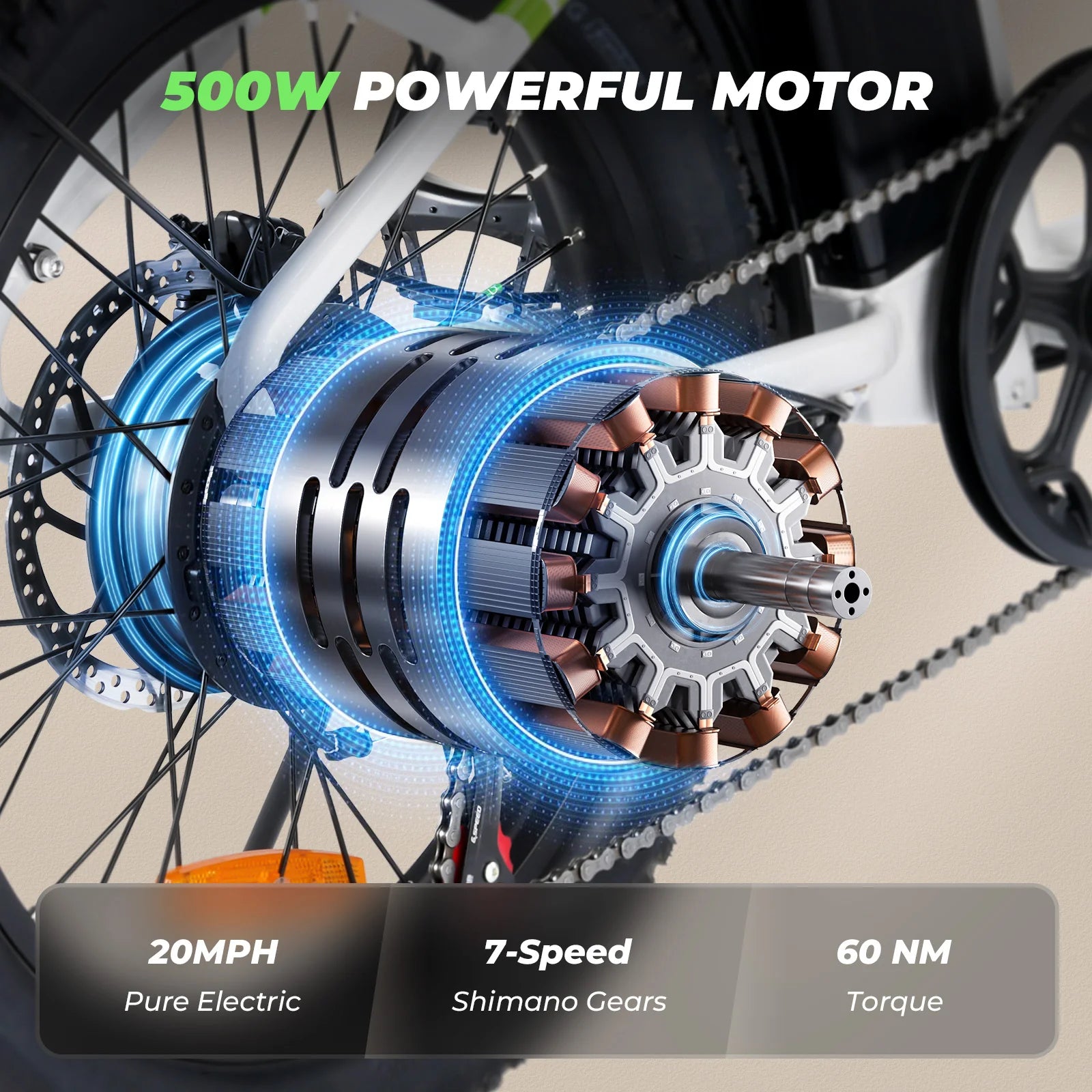 isinwheel U7 Cargo Bike 500W 20*3inch Fat Tires 80KM/50Miles Max Range