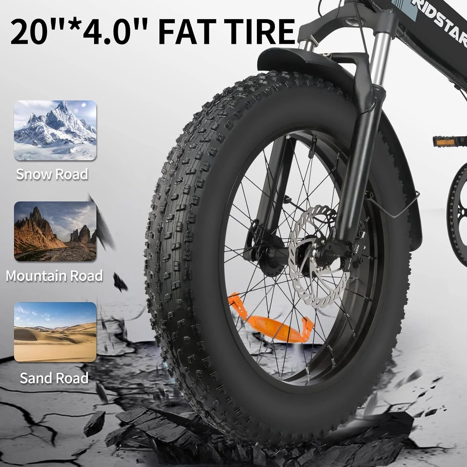 Ridstar H20 Foldable Electric Bike for Adults | 1000W Motor, 48V 15Ah Battery, 20" Fat Tire Ebike with Full Suspension