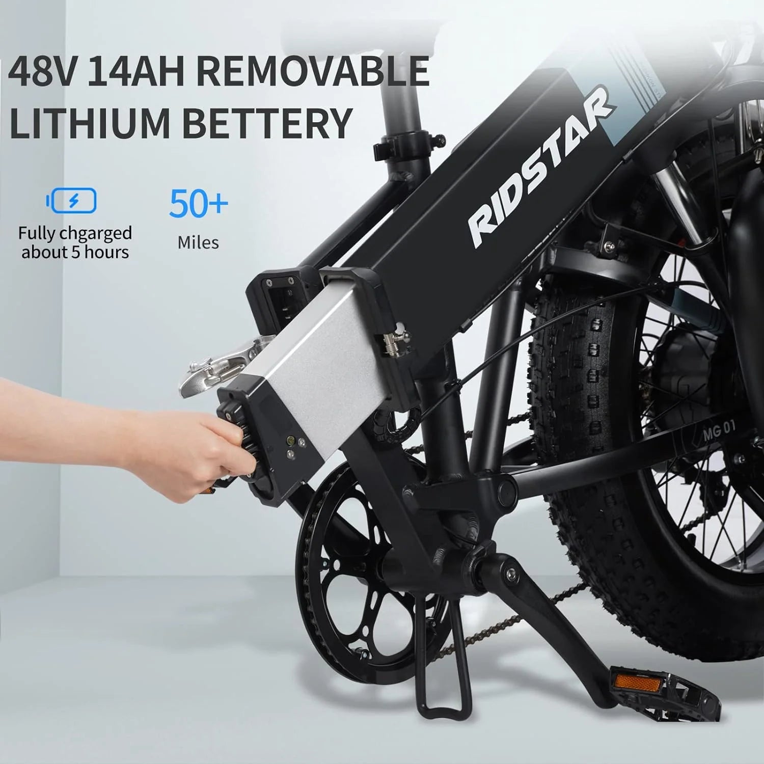 Ridstar H20 Foldable Electric Bike for Adults | 1000W Motor, 48V 15Ah Battery, 20" Fat Tire Ebike with Full Suspension