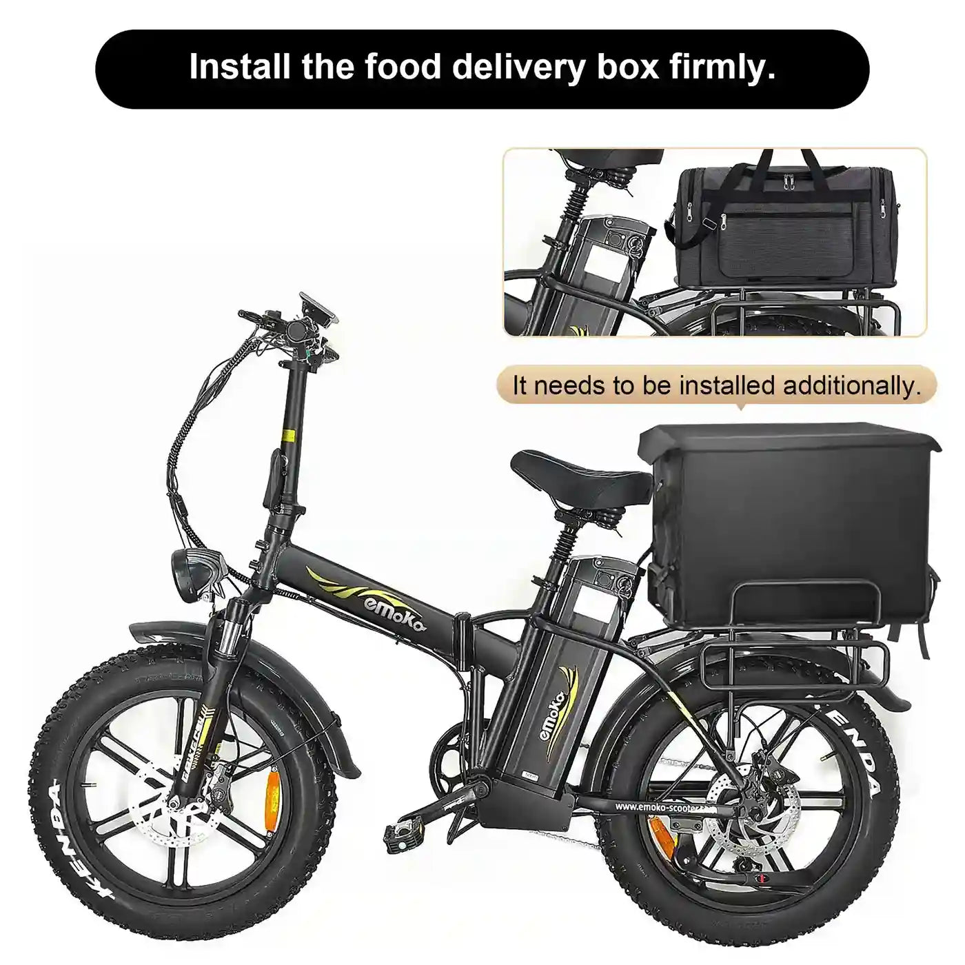 Emoko C94 Long Range 150KM 48V 35AH Fat Tire with Bracket Electric Bike Cargo Food Delivery E-bike