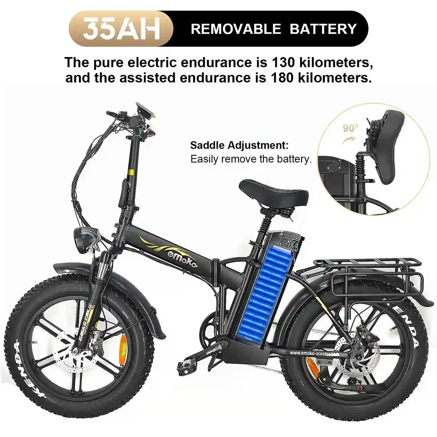 Emoko C94 Long Range 150KM 48V 35AH Fat Tire with Bracket Electric Bike Cargo Food Delivery E-bike