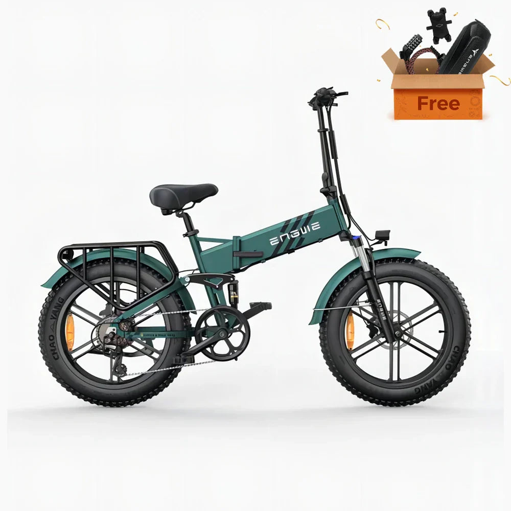 ENGWE Engine Pro 2.0 20" Fat Tire Folding Electric Bike 1200W Peak Motor 52V 16Ah Battery