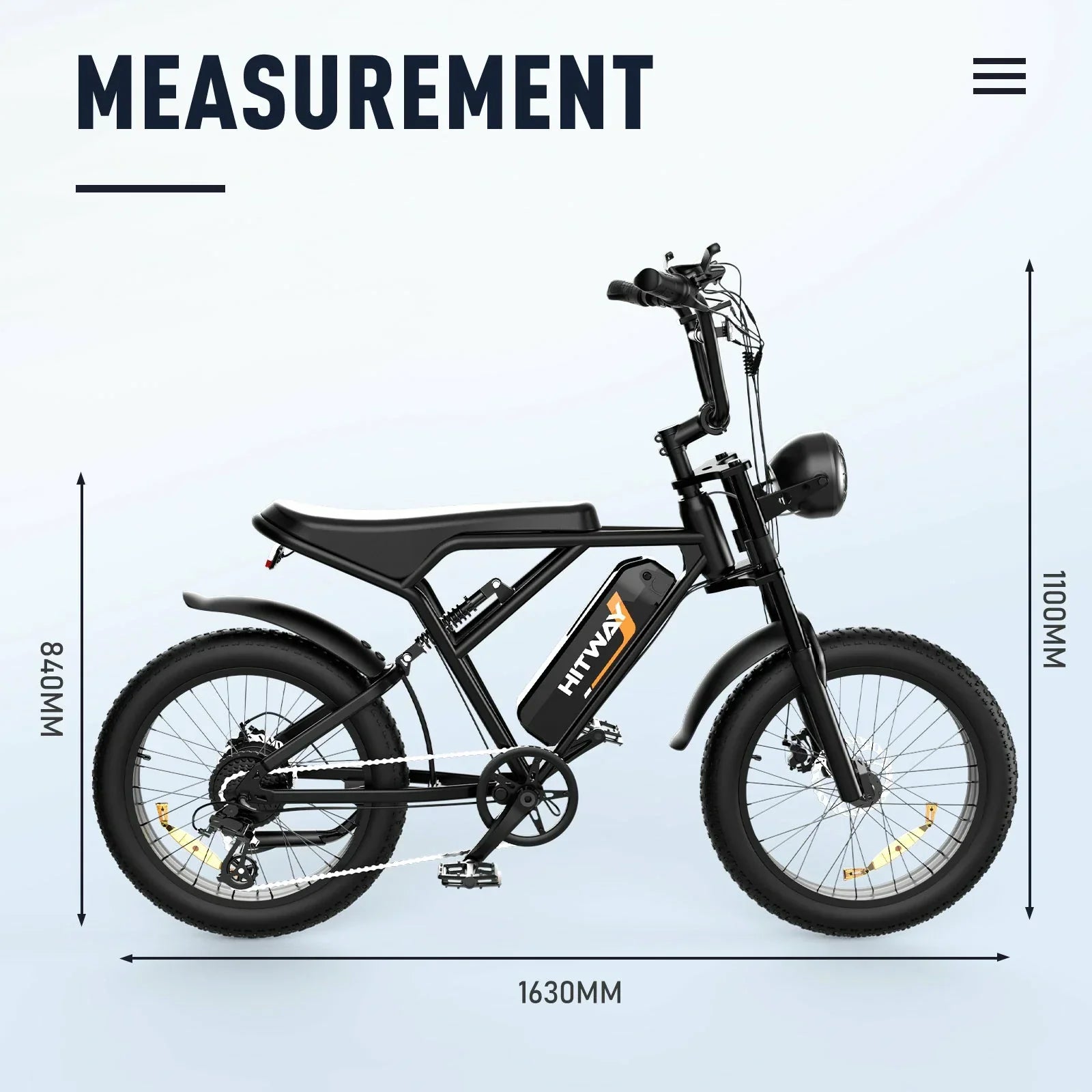 HITWAY BK29M 20" Retro Electric Dirt Bike 750W Motor 48V 15Ah Battery