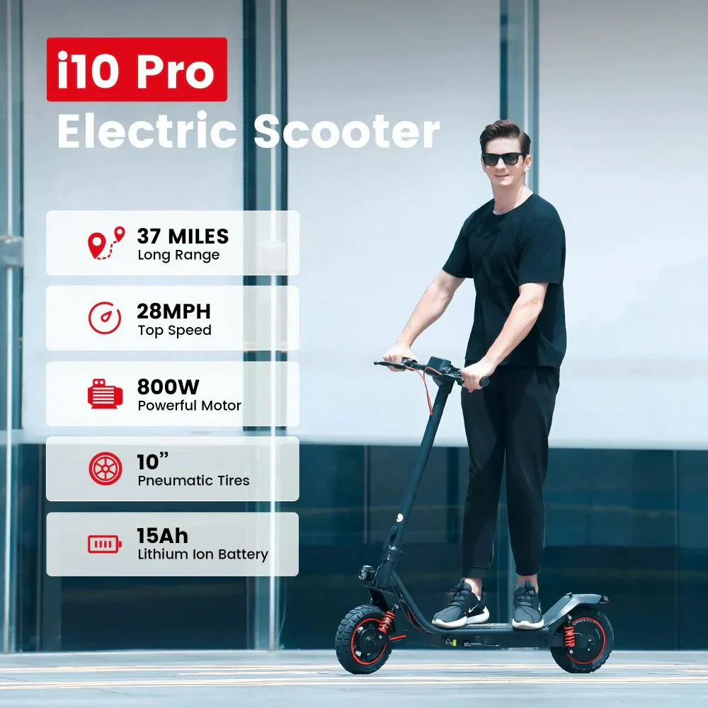 ISCOOTER I10 Pro 10" Folding Commuter Electric Scooter 800W Motor 48V 15Ah Battery