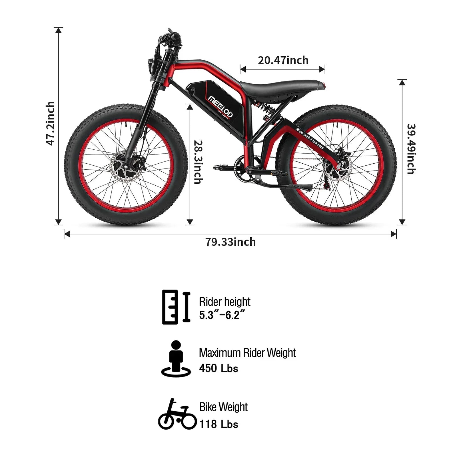 MEELOD XT600DL 26" Retro Moped Style Electric Bike 1200W Peak Dual Motors