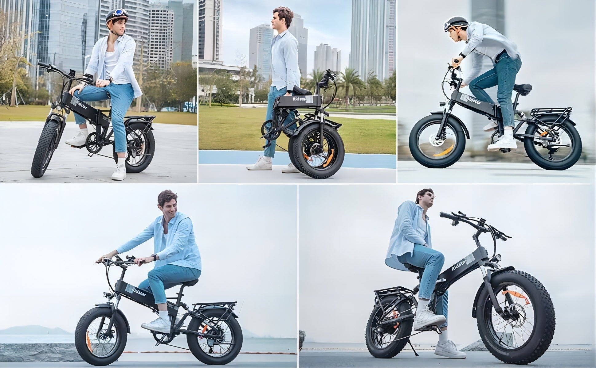 Ridstar H20 folding electric bicycle, engine 1000W, battery 48V 15Ah