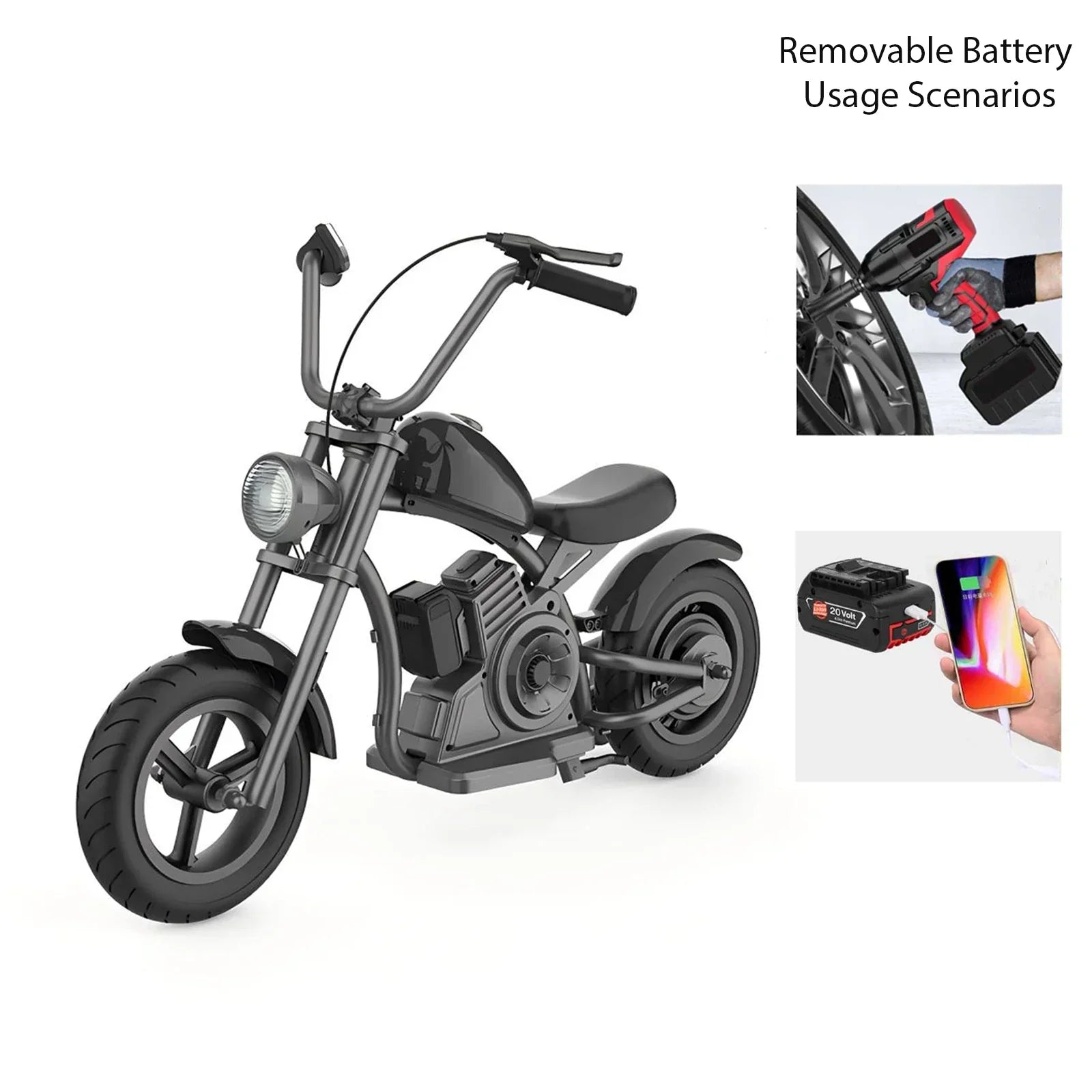 YOUMOTA KB20 12" Kid's Electric Motorbike 160W Motor 18.5V 4Ah Battery(Multi-functional Battery)