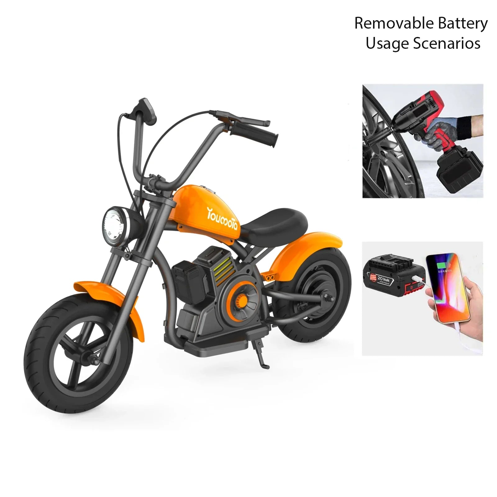 YOUMOTA KB20 12" Kid's Electric Motorbike 160W Motor 18.5V 4Ah Battery(Multi-functional Battery)
