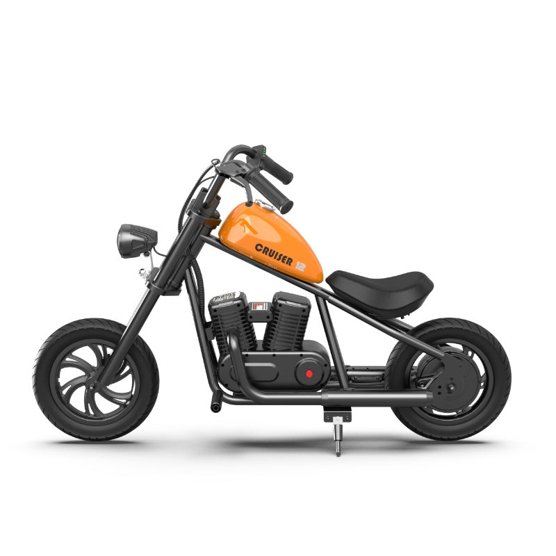 The children's electric motorcycle HYPER GOGO Crusier 12 has an engine of 160W and a battery of 22.2V 5.2Ah