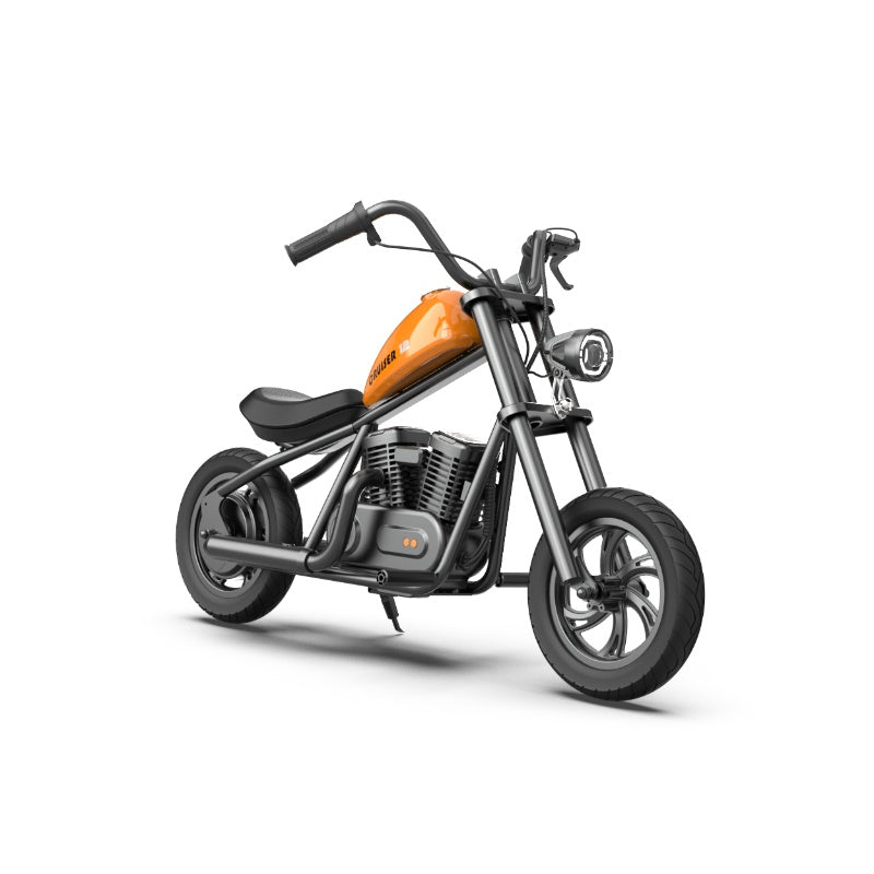 The children's electric motorcycle HYPER GOGO Crusier 12 has an engine of 160W and a battery of 22.2V 5.2Ah