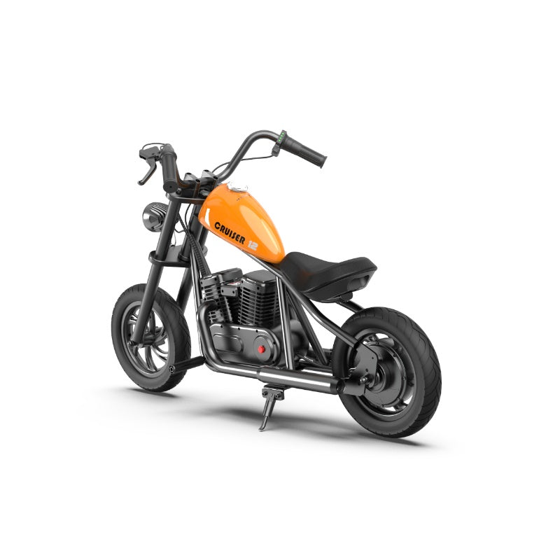 The children's electric motorcycle HYPER GOGO Crusier 12 has an engine of 160W and a battery of 22.2V 5.2Ah