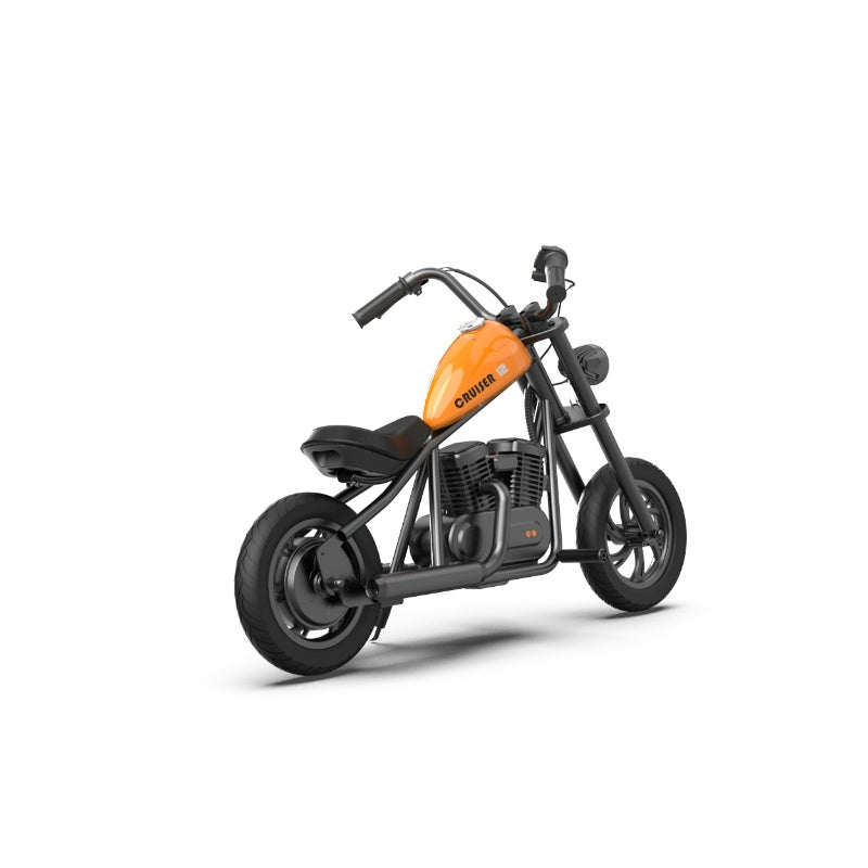 The children's electric motorcycle HYPER GOGO Crusier 12 has an engine of 160W and a battery of 22.2V 5.2Ah