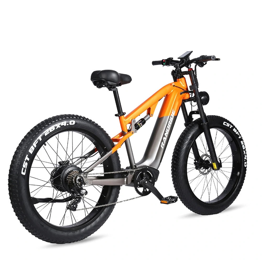 Mountain bike elettrica RANDRIDE YX80 da 26" con pneumatici fat, motore da 1500 W, batteria da 48 V e 16 Ah